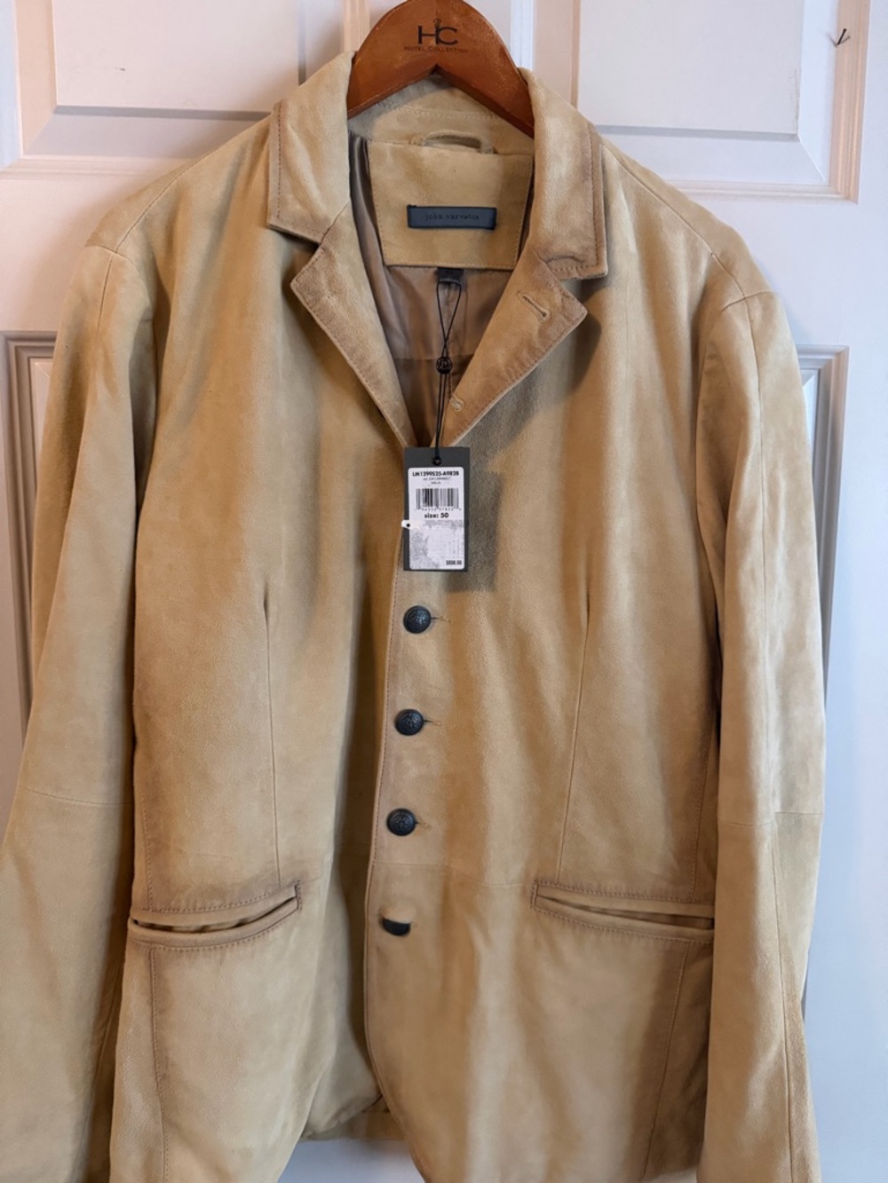 John Varvatos Light Tan Suede Shirt Jacket